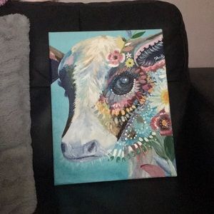 Hand Painted Cow Canvas